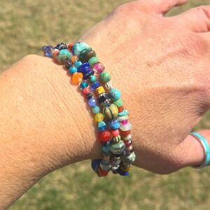 Multicolor Beaded Wrap Bracelet - Vibrant Mixed Beads